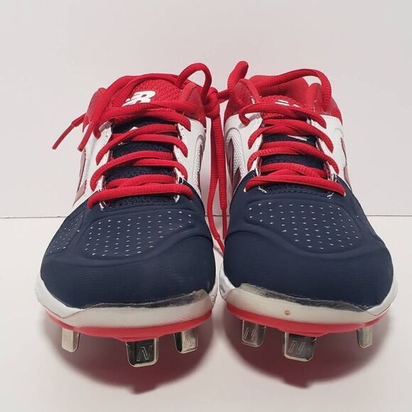 New Balance Fast Pitch Softball Metal Cleats Women's Size 6.5 Red Navy SMVELOv1 - Picture 1 of 7